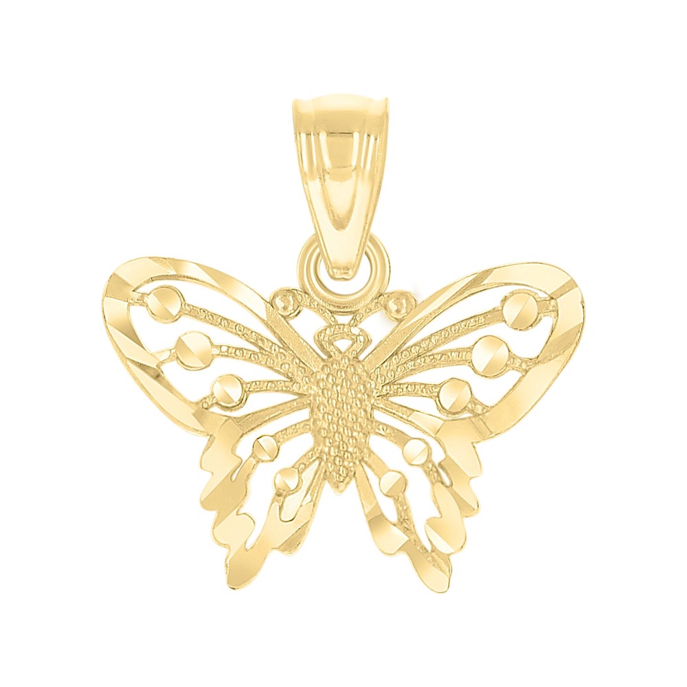 10kt 10k Yellow Gold Diamond-Cut Womens Butterfly Animal Charm Pendant